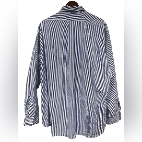 Ralph Lauren Mens Button Down Black Dress Shirt Blue and White Stripe Size XL - Picture 3 of 4